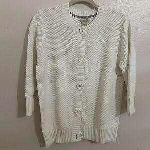 L.L. Bean White Cotton Cardigan